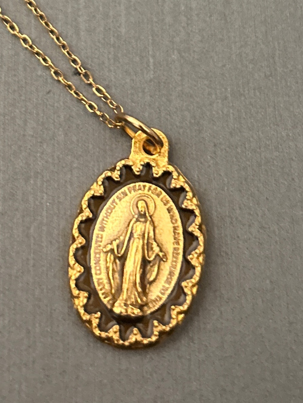 Gold 14kt plated Virgin Mary Pendant 18” Necklace